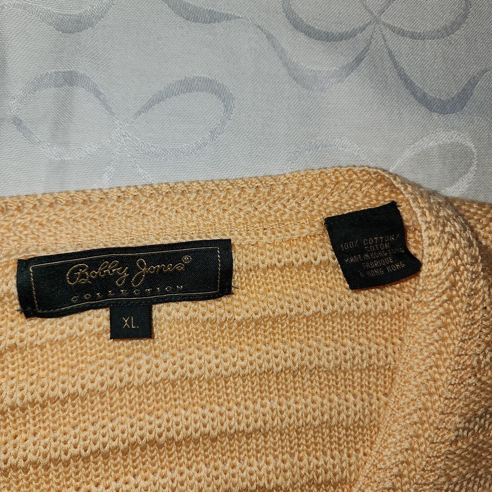 Vintage Bobby Jones V-Neck Sweater Mens L/XL 100%‎ Cotton Golf Preppy Yellow - Picture 3 of 11